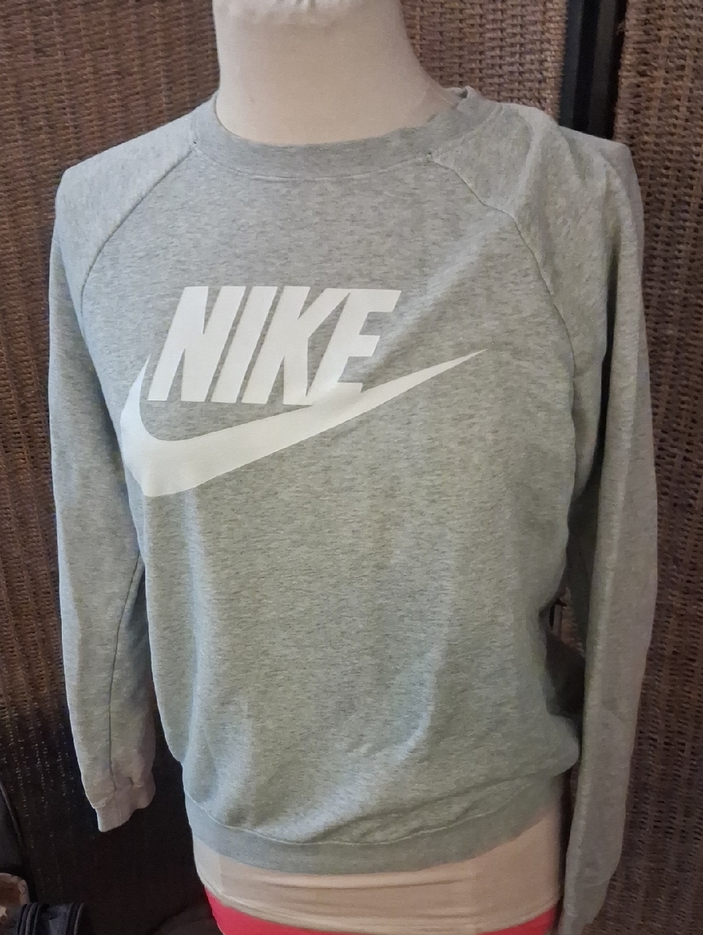 Nike Women's Grey Crew Sweatshirt with White Logo